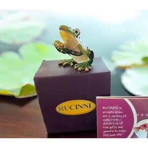 Rucinni Crystallized Swarovski & Stellux Austria Frog Enamel Trinket Jewelry Box